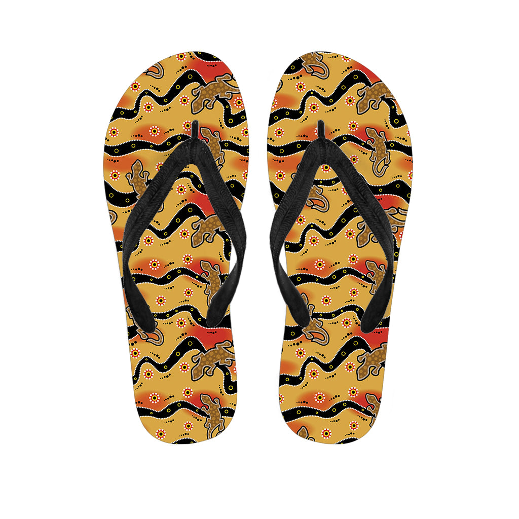 Aboriginal Lizard Pattern Print Flip Flops