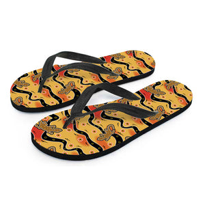 Aboriginal Lizard Pattern Print Flip Flops