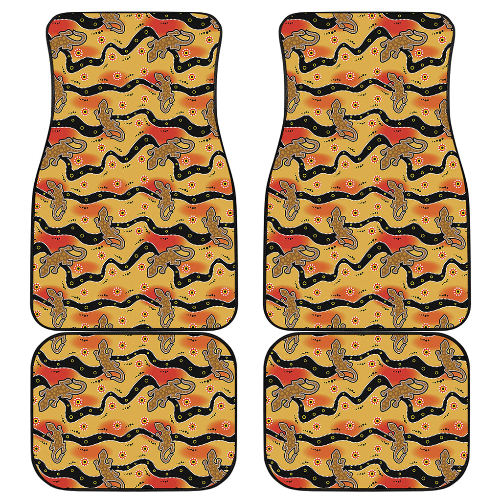 Aboriginal Lizard Pattern Print Front and Back Car Floor Mats