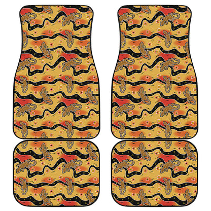 Aboriginal Lizard Pattern Print Front and Back Car Floor Mats