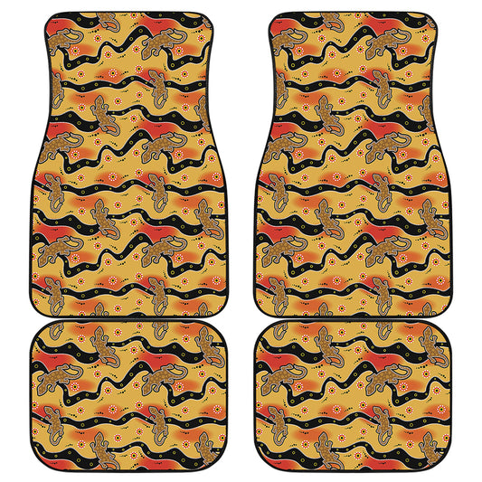 Aboriginal Lizard Pattern Print Front and Back Car Floor Mats