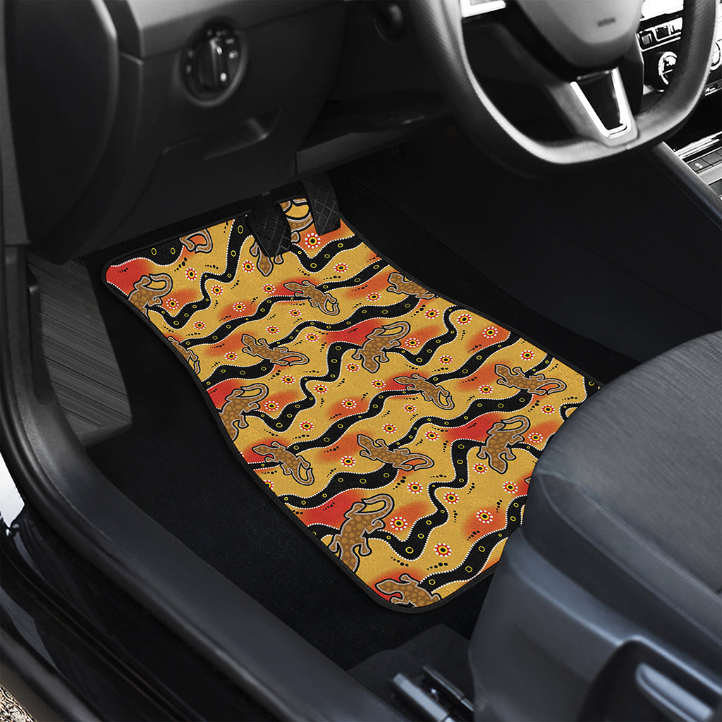 Aboriginal Lizard Pattern Print Front and Back Car Floor Mats