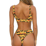 Aboriginal Lizard Pattern Print Front Bow Tie Bikini