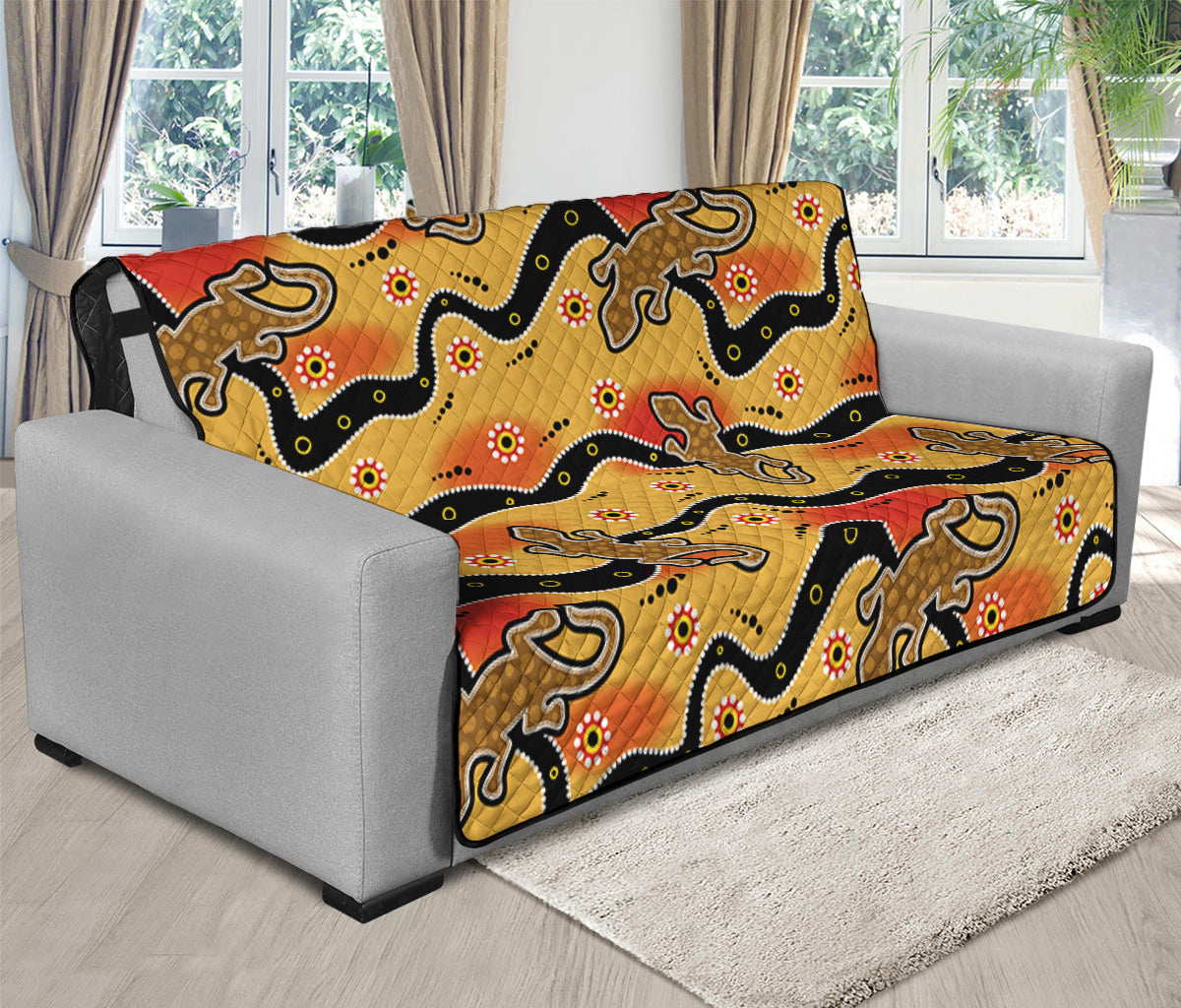 Aboriginal Lizard Pattern Print Futon Protector