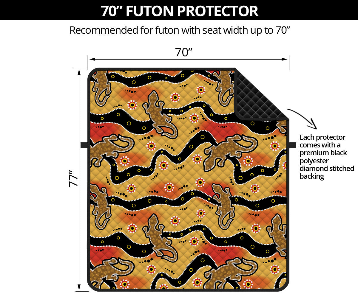 Aboriginal Lizard Pattern Print Futon Protector