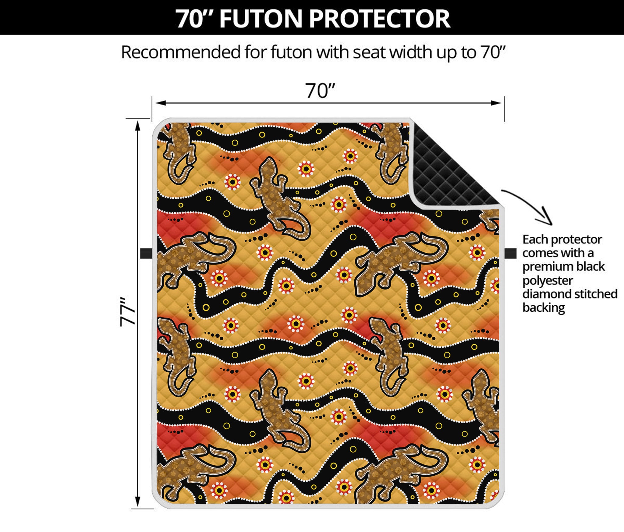 Aboriginal Lizard Pattern Print Futon Protector