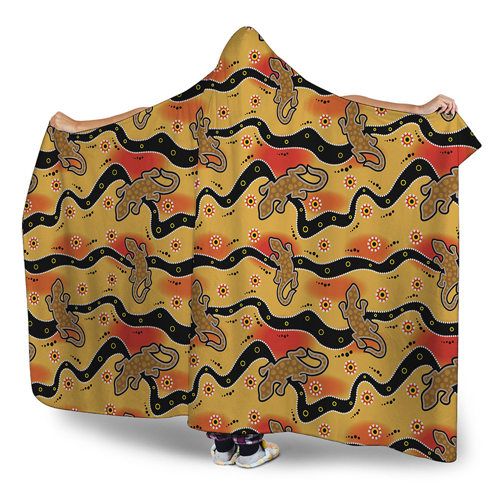 Aboriginal Lizard Pattern Print Hooded Blanket