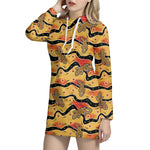 Aboriginal Lizard Pattern Print Hoodie Dress