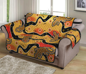 Aboriginal Lizard Pattern Print Loveseat Protector