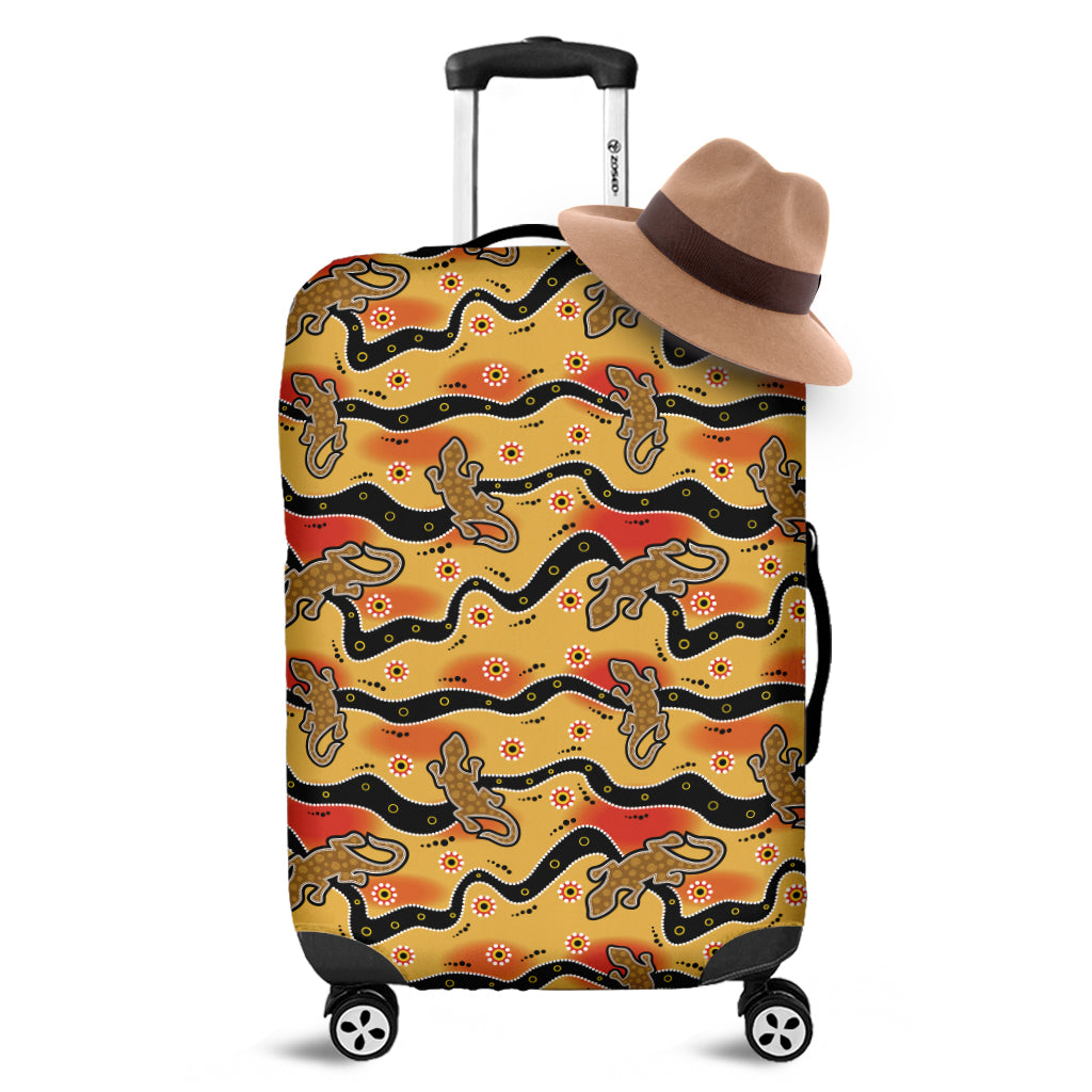 Aboriginal Lizard Pattern Print Luggage Cover