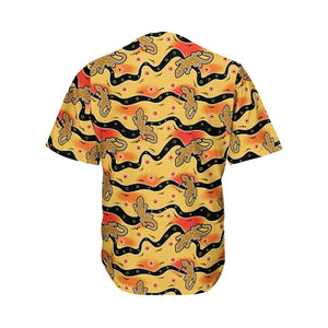 Aboriginal Lizard Pattern Print Men's Baseball Jersey