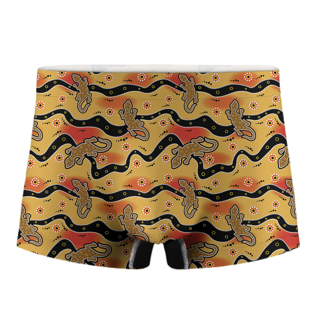 Aboriginal Lizard Pattern Print Men's Boxer Briefs