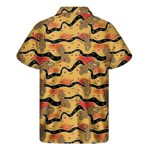 Aboriginal Lizard Pattern Print Men's Short Sleeve Shirt