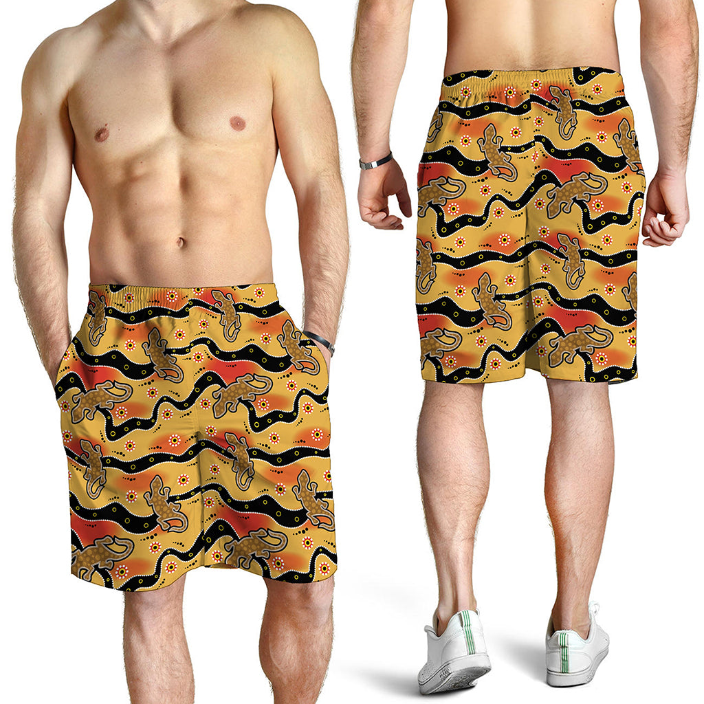 Aboriginal Lizard Pattern Print Men's Shorts