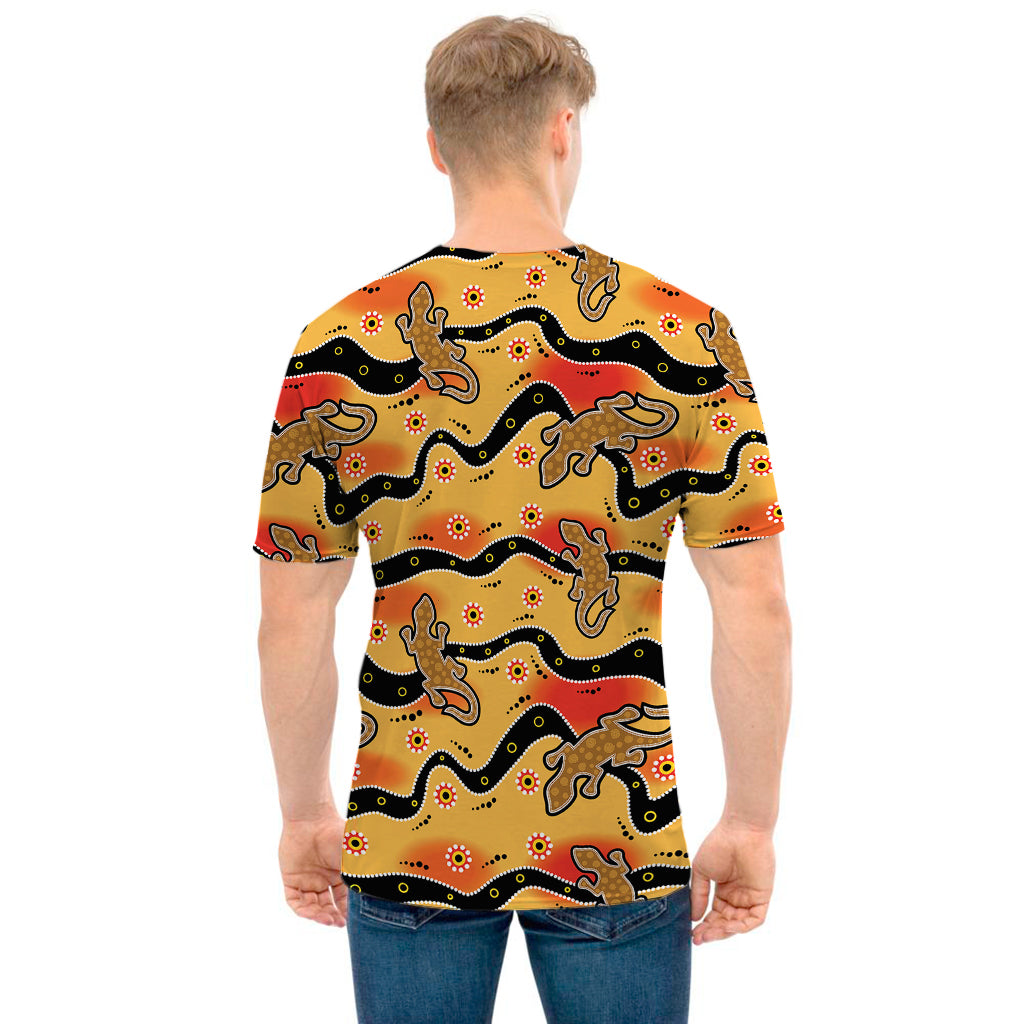 Aboriginal Lizard Pattern Print Men's T-Shirt