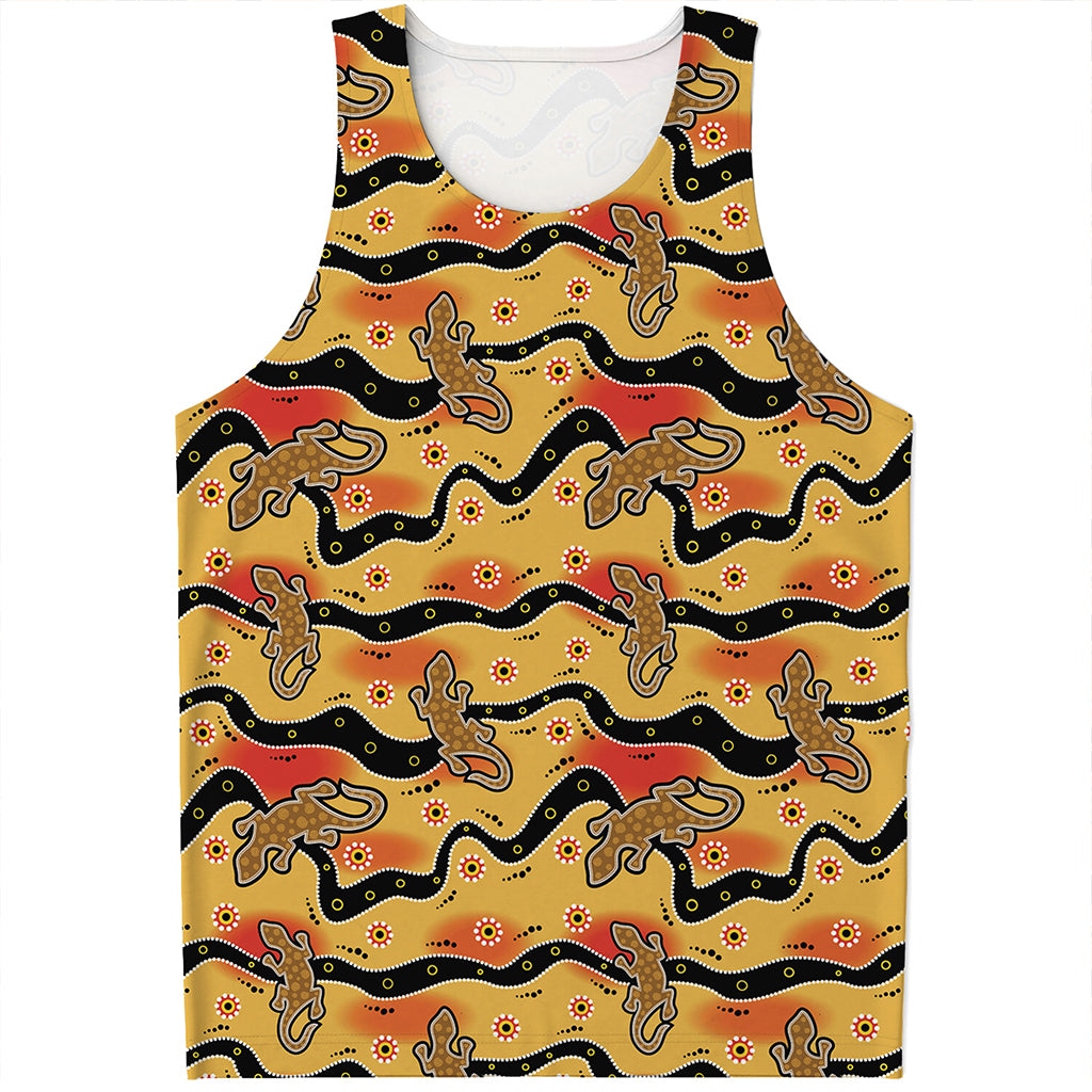 Aboriginal Lizard Pattern Print Men's Tank Top