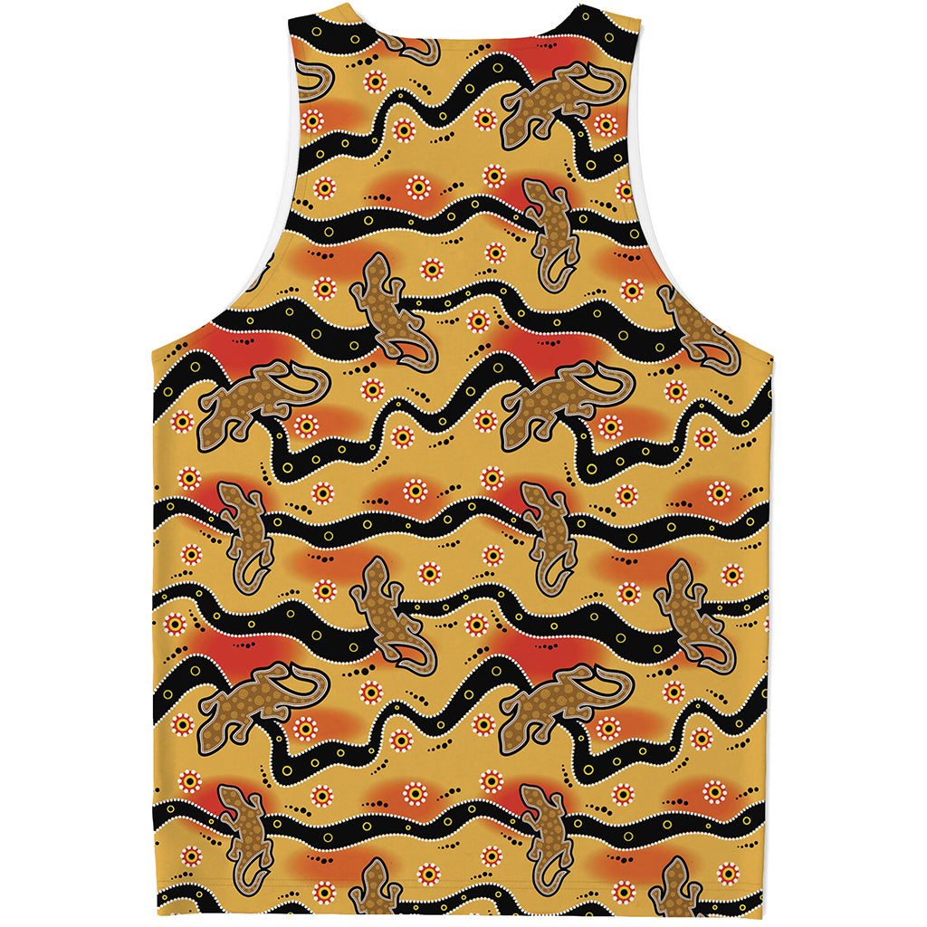 Aboriginal Lizard Pattern Print Men's Tank Top