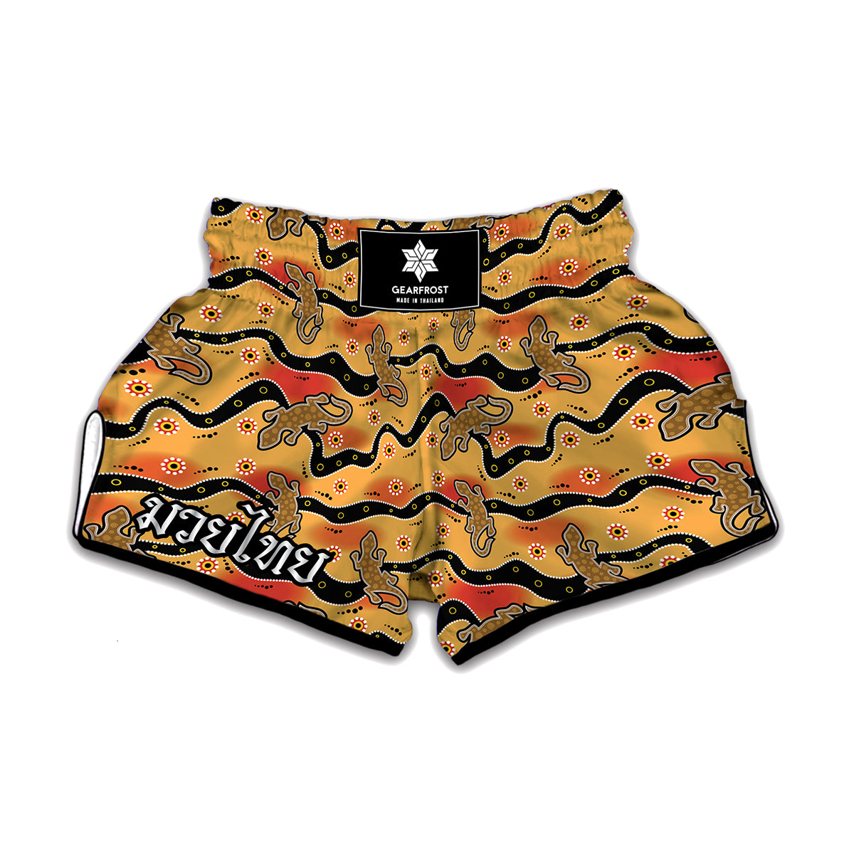 Aboriginal Lizard Pattern Print Muay Thai Boxing Shorts