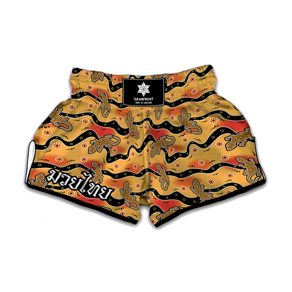 Aboriginal Lizard Pattern Print Muay Thai Boxing Shorts