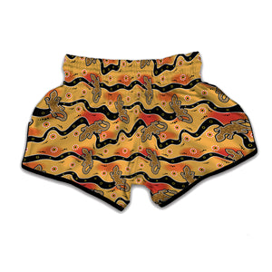 Aboriginal Lizard Pattern Print Muay Thai Boxing Shorts