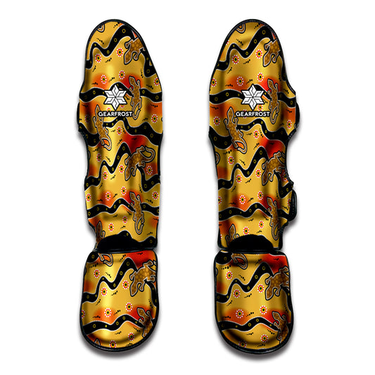 Aboriginal Lizard Pattern Print Muay Thai Shin Guard