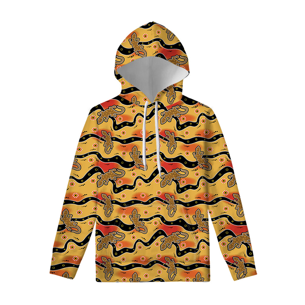 Aboriginal Lizard Pattern Print Pullover Hoodie