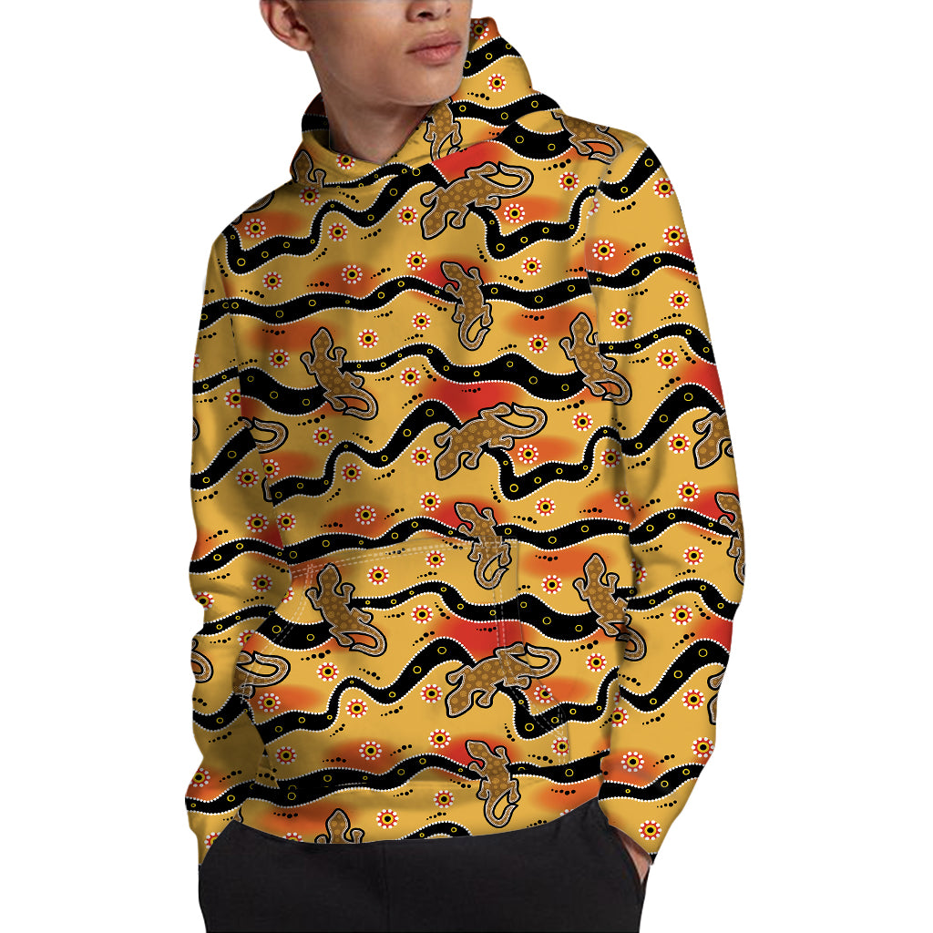 Aboriginal Lizard Pattern Print Pullover Hoodie