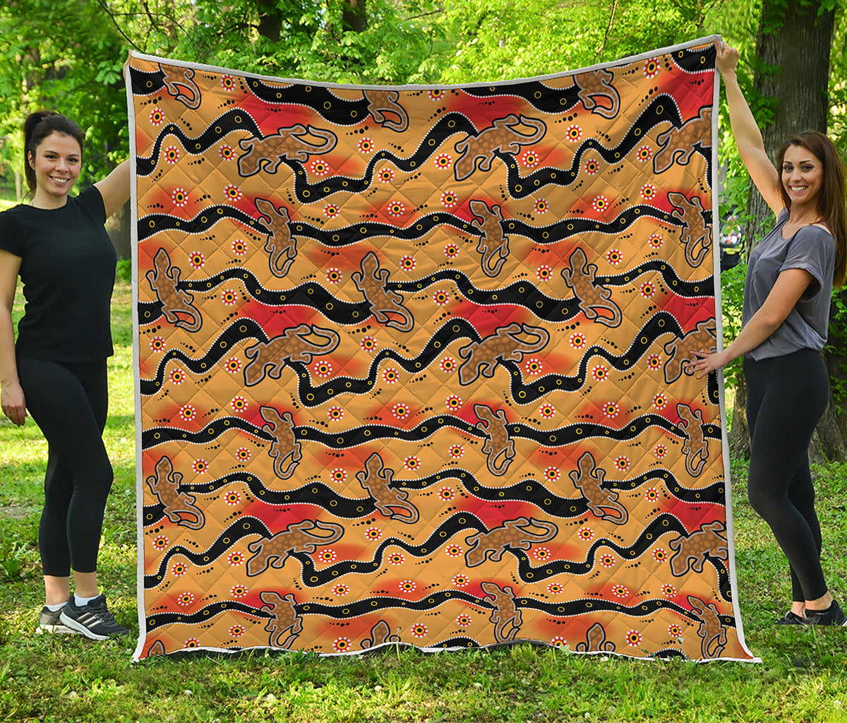 Aboriginal Lizard Pattern Print Quilt