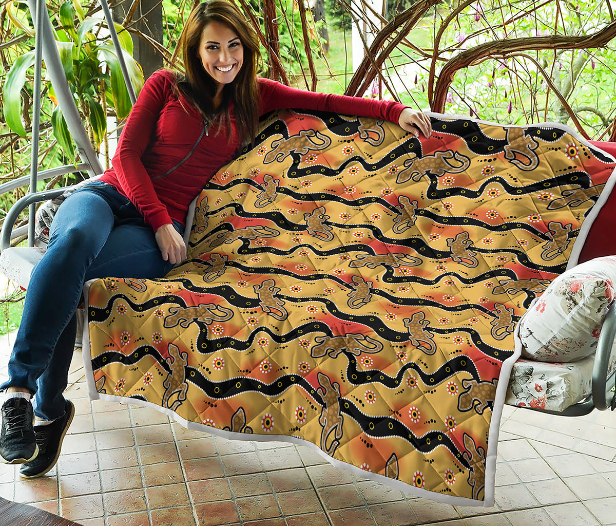 Aboriginal Lizard Pattern Print Quilt