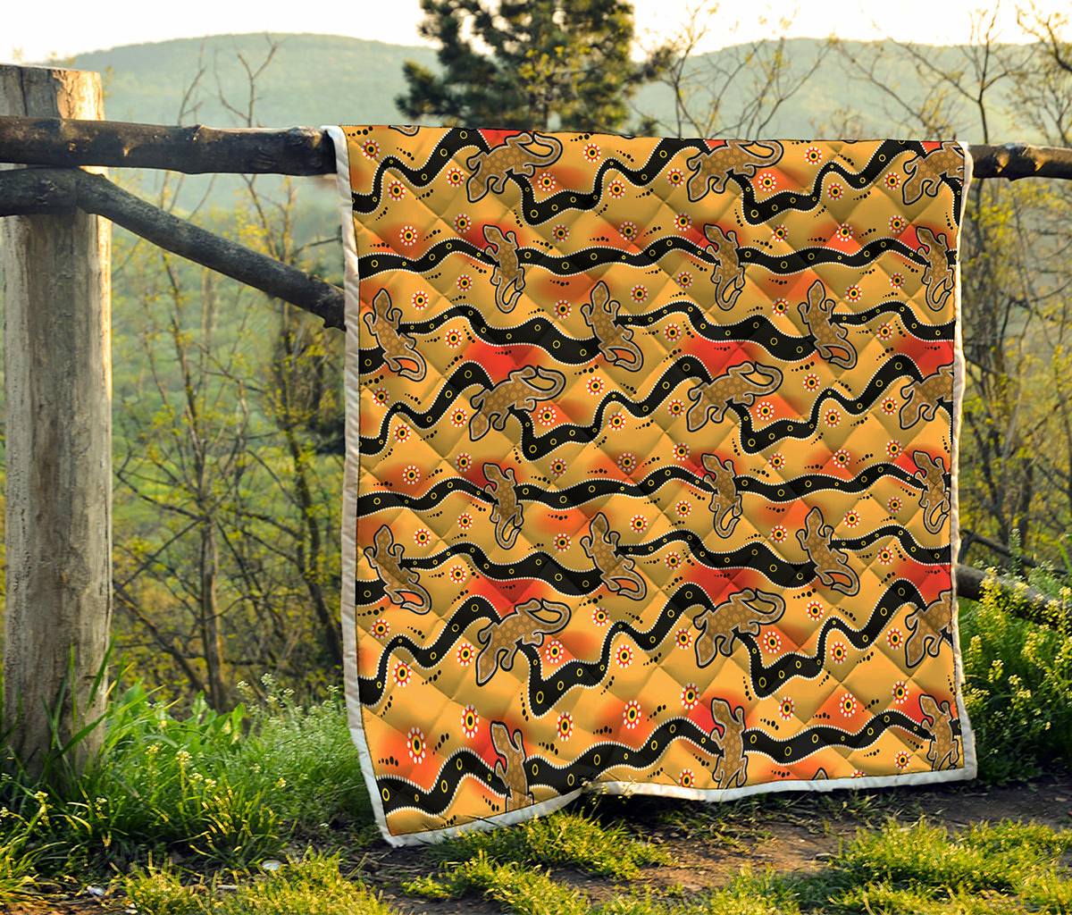 Aboriginal Lizard Pattern Print Quilt