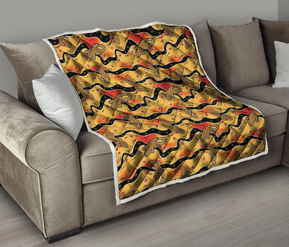 Aboriginal Lizard Pattern Print Quilt