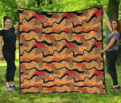 Aboriginal Lizard Pattern Print Quilt