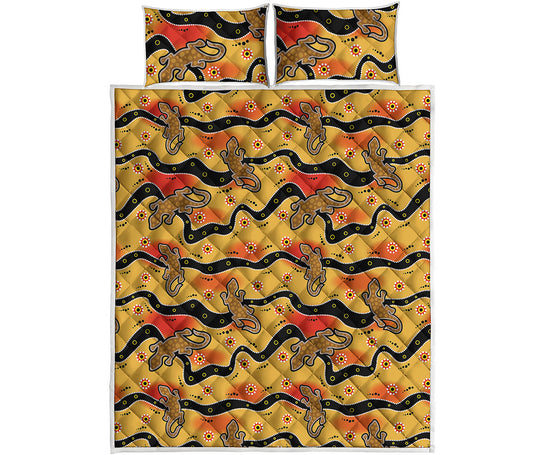 Aboriginal Lizard Pattern Print Quilt Bed Set