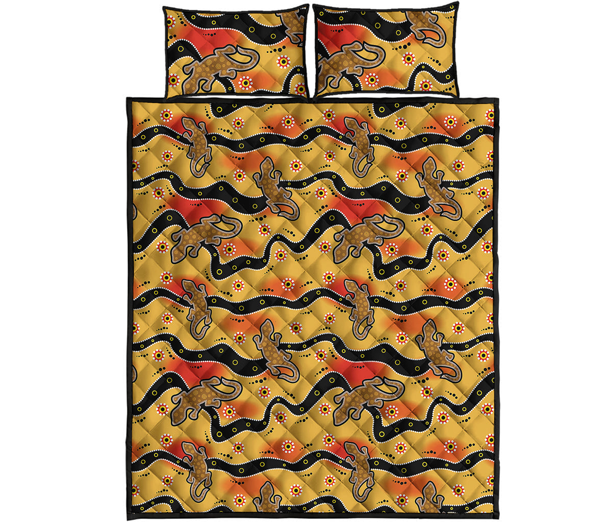 Aboriginal Lizard Pattern Print Quilt Bed Set