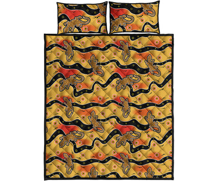 Aboriginal Lizard Pattern Print Quilt Bed Set
