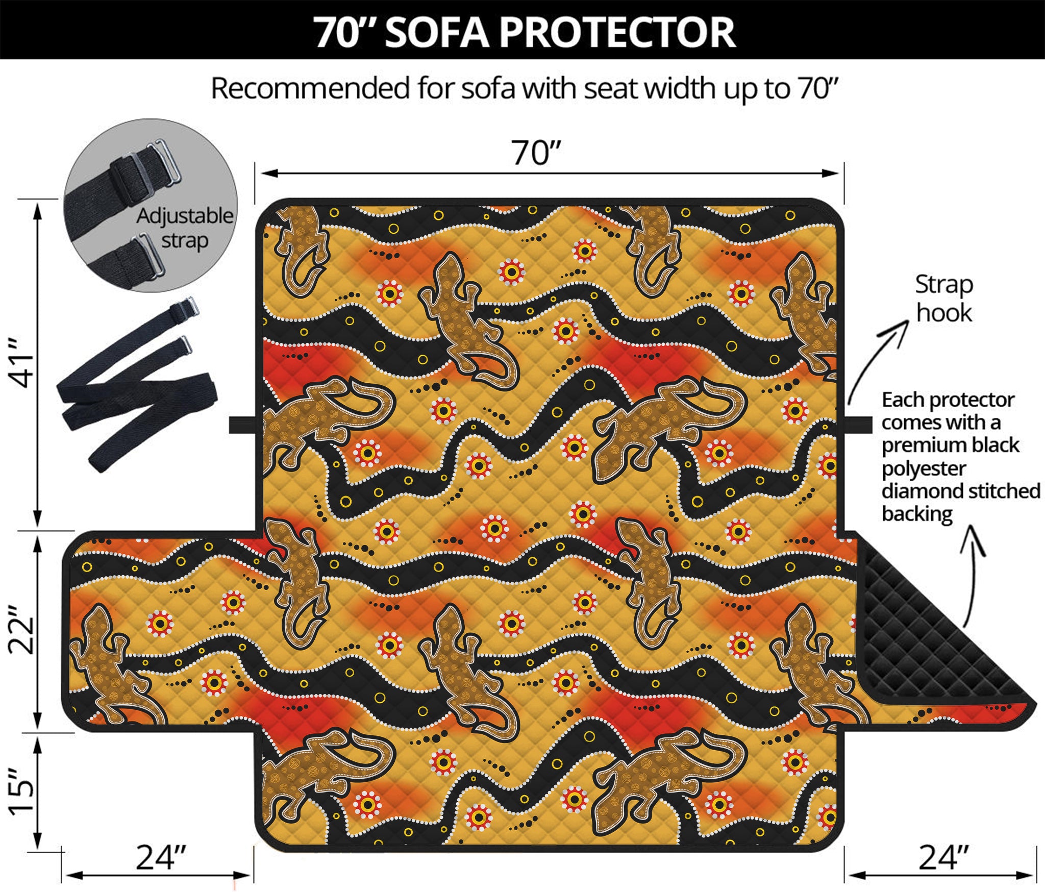 Aboriginal Lizard Pattern Print Sofa Protector