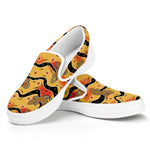 Aboriginal Lizard Pattern Print White Slip On Shoes