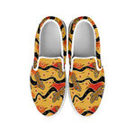 Aboriginal Lizard Pattern Print White Slip On Shoes