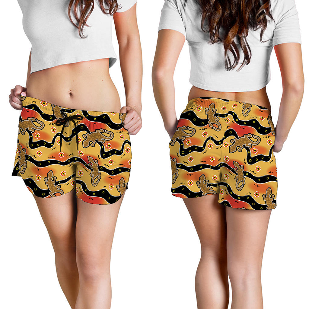 Aboriginal Lizard Pattern Print Women's Shorts