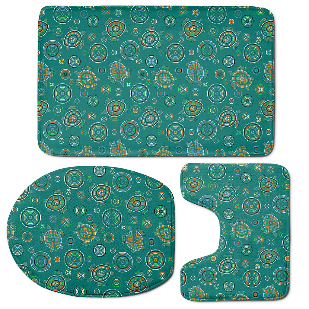 Aboriginal Sea Turtle Pattern Print 3 Piece Bath Mat Set