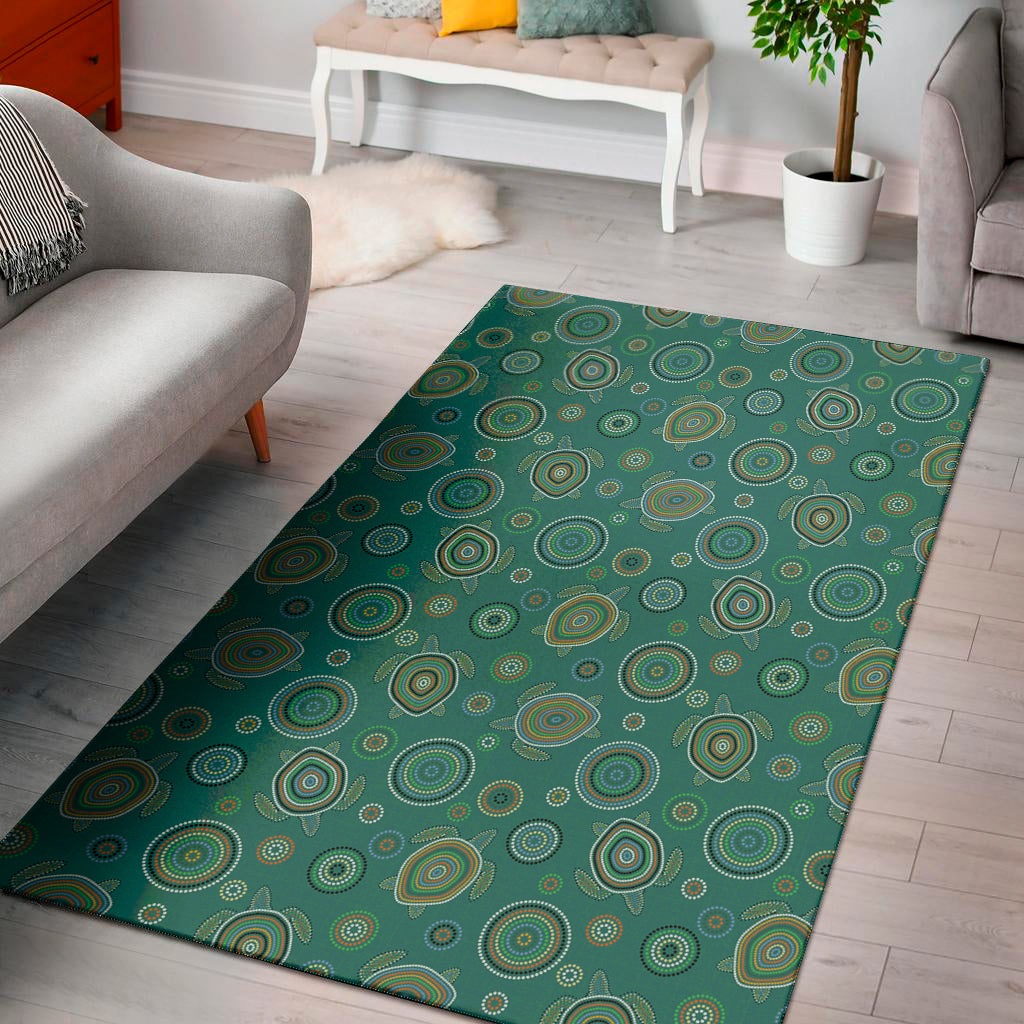 Aboriginal Sea Turtle Pattern Print Area Rug