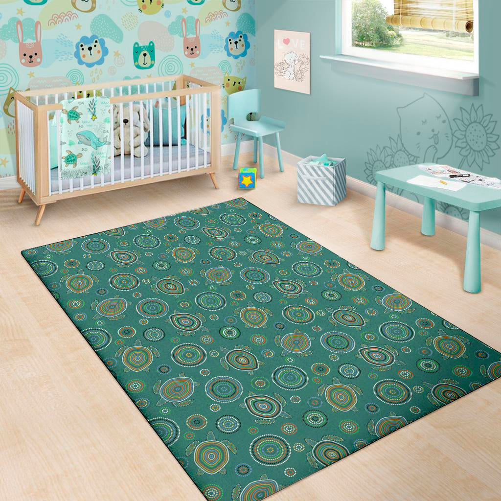 Aboriginal Sea Turtle Pattern Print Area Rug