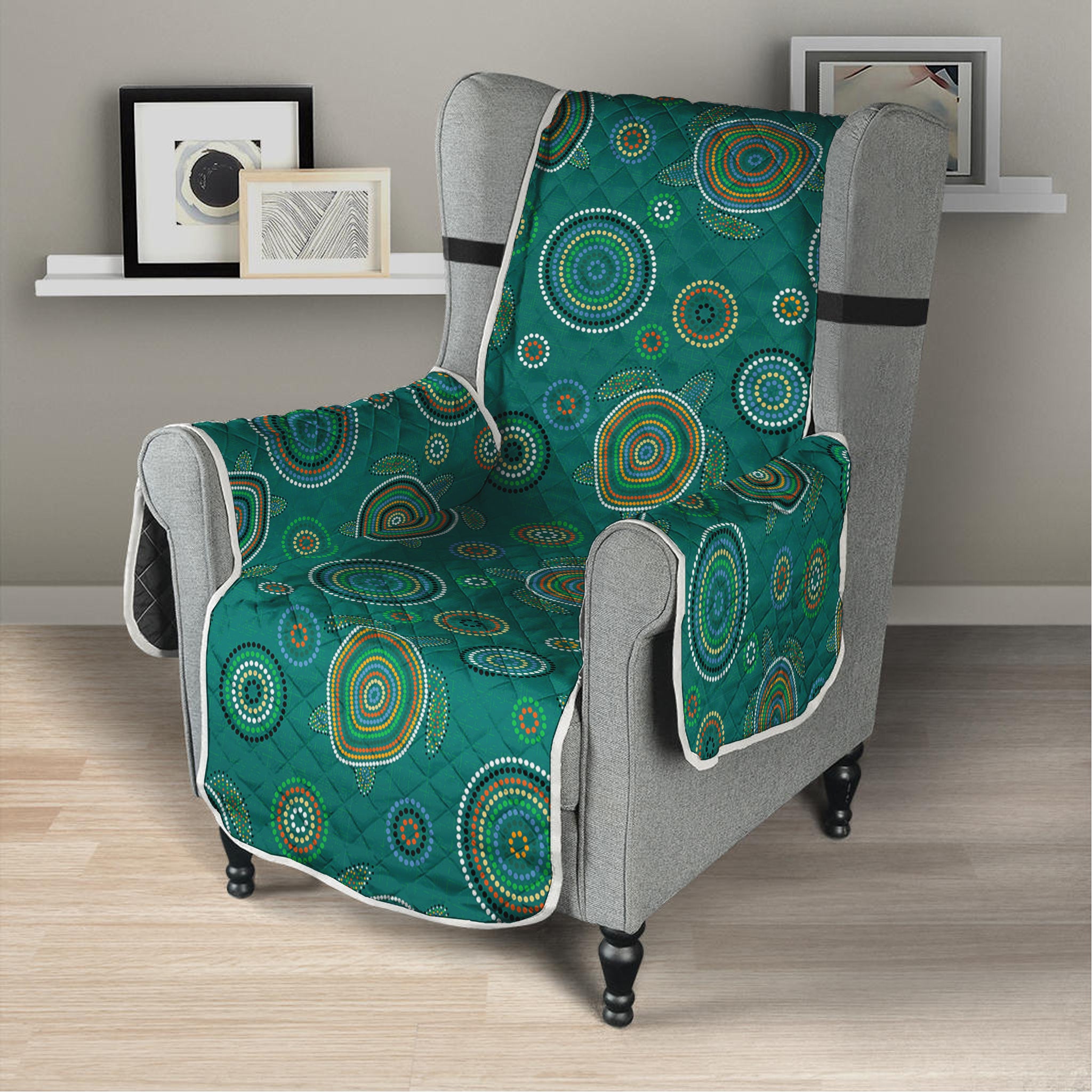 Aboriginal Sea Turtle Pattern Print Armchair Protector