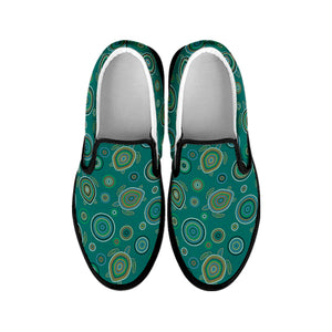 Aboriginal Sea Turtle Pattern Print Black Slip On Shoes