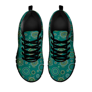 Aboriginal Sea Turtle Pattern Print Black Sneakers