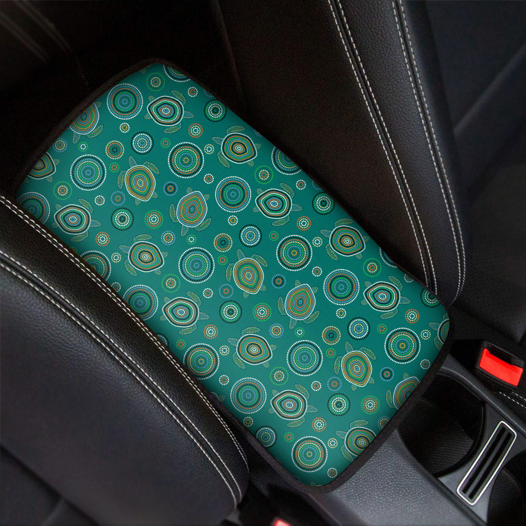 Aboriginal Sea Turtle Pattern Print Car Center Console Cover