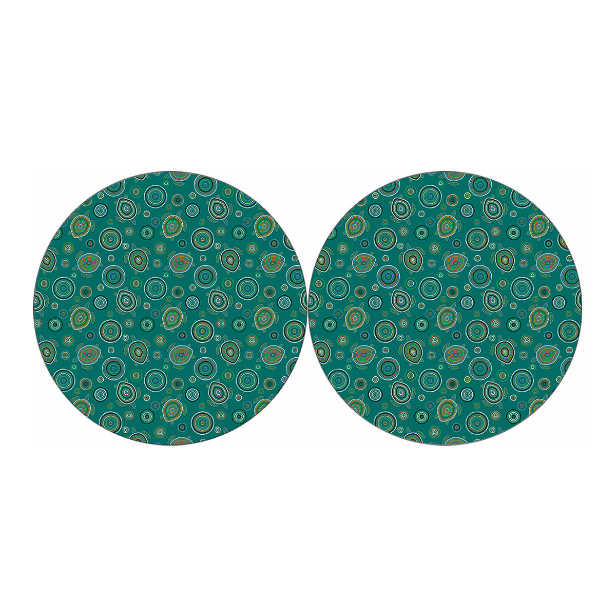 Aboriginal Sea Turtle Pattern Print Car Coasters