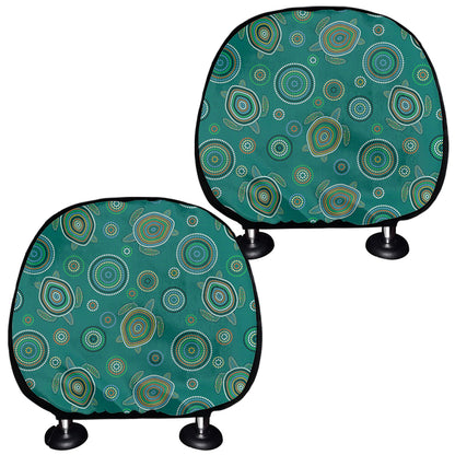 Aboriginal Sea Turtle Pattern Print Car Headrest Covers