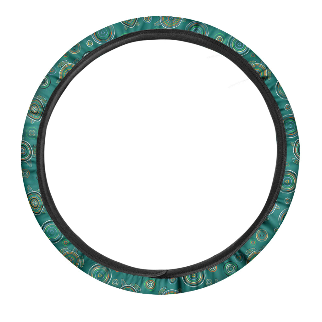 Aboriginal Sea Turtle Pattern Print Car Steering Wheel Cover