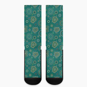 Aboriginal Sea Turtle Pattern Print Crew Socks